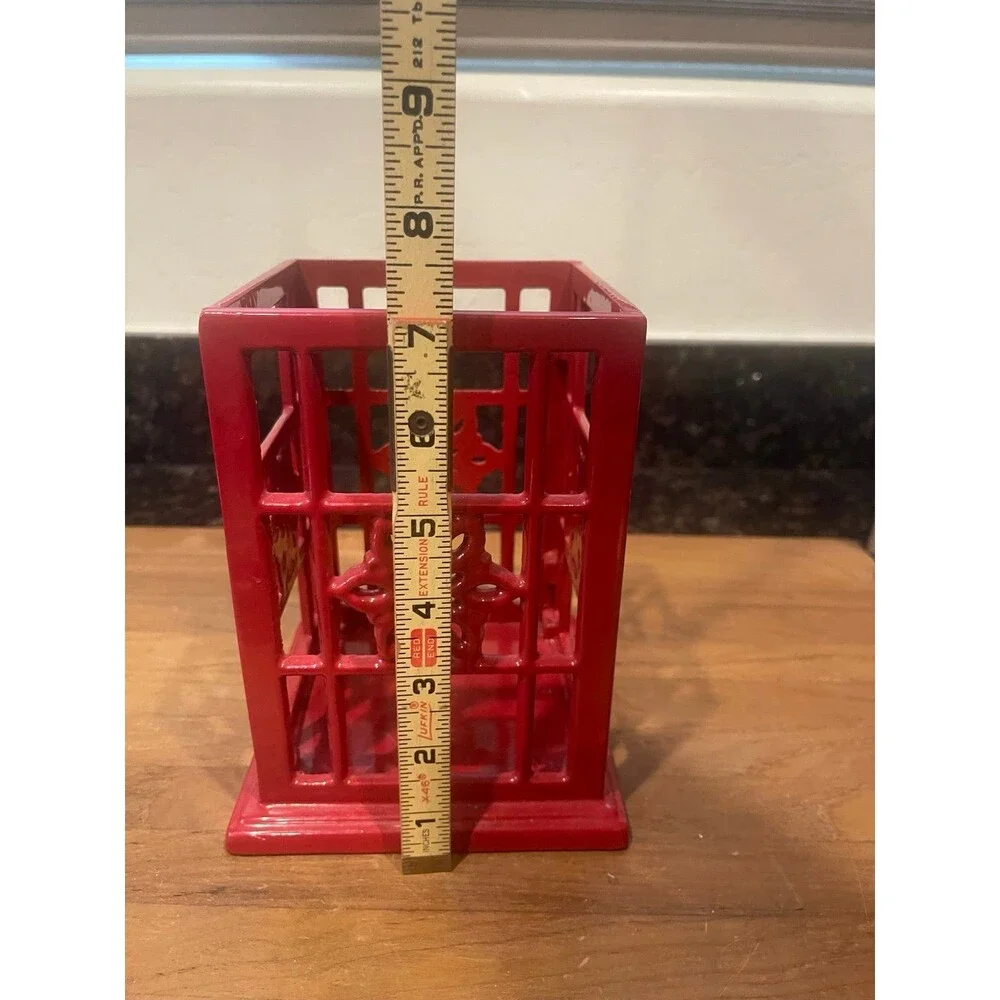 Cherry Red Enamel Cast Iron Counter Utensil Holder